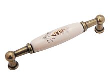 207927 Ручка-скоба 96 мм,бронза античная +фарфор/колосок (на ножках)